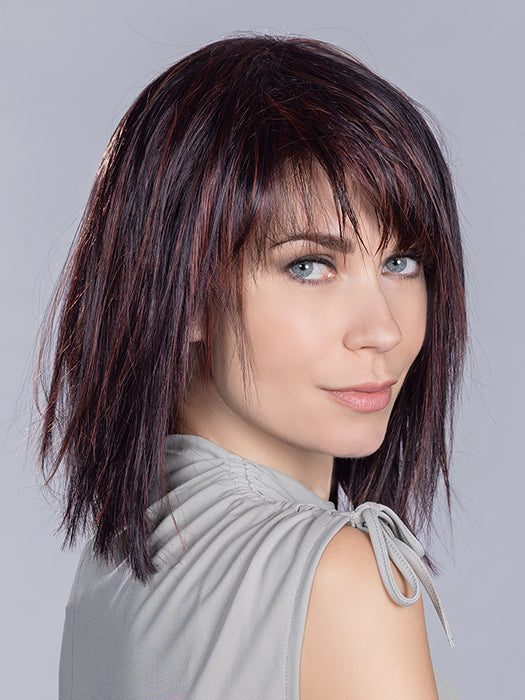 CHER (CUT AND STYLED) by ELLEN WILLE in AUBERGINE MIX 131.133.132 | Deep Wine Red and Red Violet with Granat Red Blend
