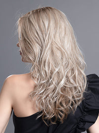 DIVA by ELLEN WILLE in CHAMPAGNE ROOTED 24.14.20 | Lightest Ash Blonde,  Medium Ash Blonde, and Light Strawberry Blonde blend with Dark Shaded Roots
