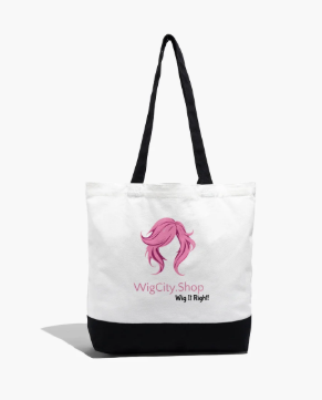 White and Black Canvas Tote Bag with Logo