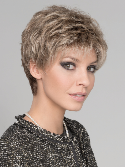 FOXY by ELLEN WILLE in SAND MULTI ROOTED 14.24.12 | Medium Ash Blonde, Lightest Ash Blonde and Lightest Brown Blend with Shaded Roots
