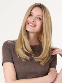 Barely There Straight 16" by Envy | HD Synthetic Lace Front Topper | Partial Mono Top