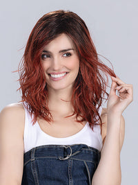 TABU by Ellen Wille in FIRESTORM ROOTED 132.4 | Granat Red and Darkest Brown Blend with Shaded Roots