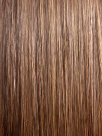 MOCCA ROOTED 830.9.27 | Medium Brown, Light Auburn and Medium Warm Brown with Dark Strawberry Blonde Blend and Shaded Roots